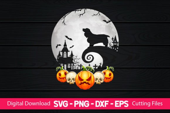 English Cocker Spaniel and Moon Halloween Design Review